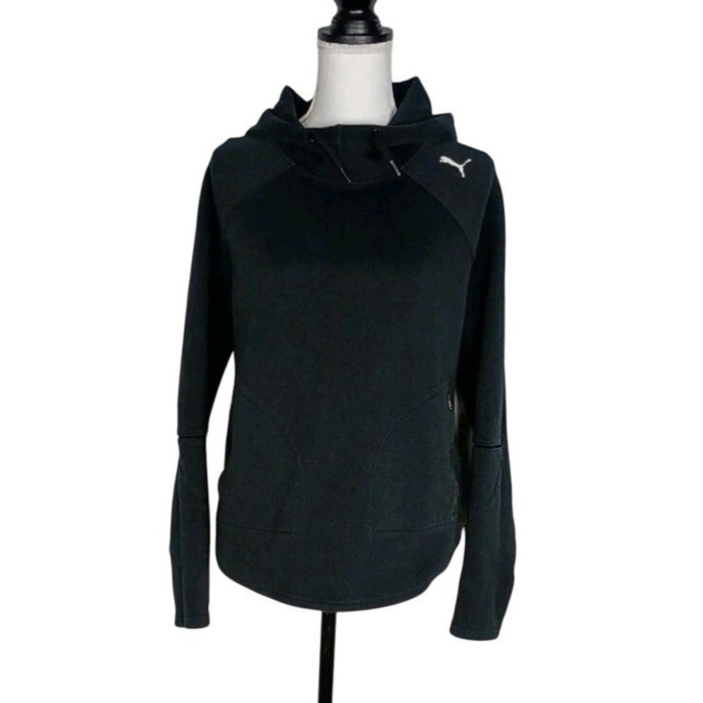 PUMA Black Sweatshirt Active Hoodie Pullover Womens M Running Gym Athleisure